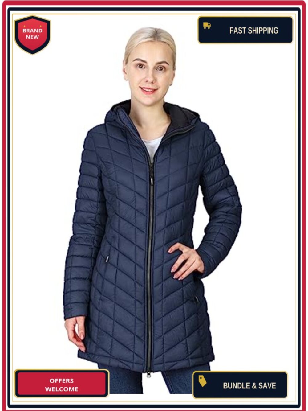 Women's Hooded Long Puffer Coat Lightweight Winter Jacket Quilted Packable